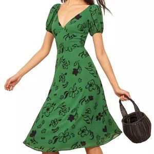 COPY - Reformation Kacey Print Puff Sleeve Midi Dress